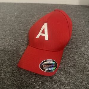 Monogram Flex Fit Letter A Atlanta Sports Red Baseball Hat Cap